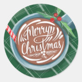 Hot-caca Mok met brieftering met kerstgroen Ronde Sticker (Voorkant)