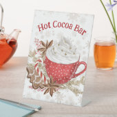 Hot cacao bar kerst partij teken reclamebord met voetstuk (Insitu)