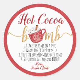 Hot-cacao-bominstructies Kerstrode Mok Ronde Sticker