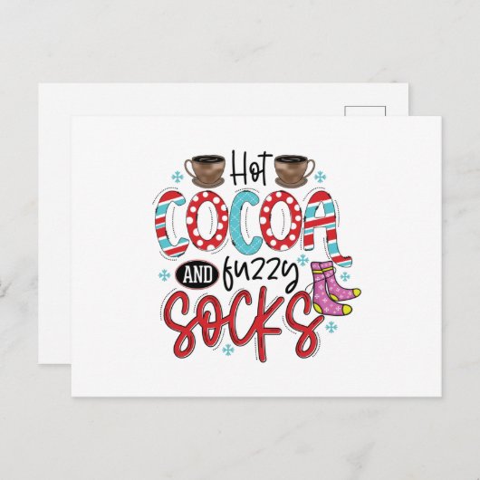 Hot-cacao en Fuzzy Socks Briefkaart (Voorkant / Achterkant)