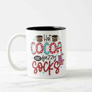 Hot-cacao en Fuzzy Socks - Funny Winter Cold Tweekleurige Koffiemok