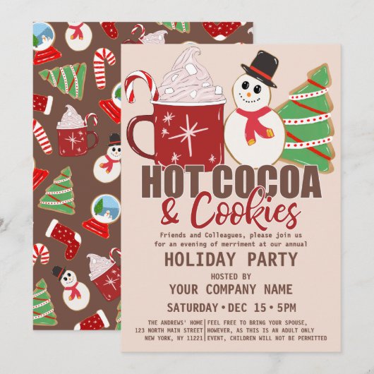 Hot-cacao en koekjes Citaat Kute Corporate Holiday Kaart (Voorkant / Achterkant)