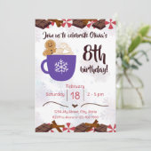 Hot cacao verjaardagsfeestje uitnodiging (Staand voorkant)