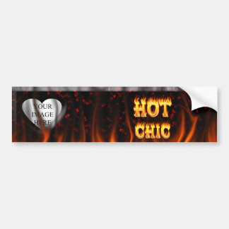 Hot Chic vuur en rood marmer hart. Bumpersticker