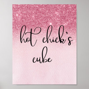 Hot Chick's Cube Pink Cubicle Funny Kantoor Desk Poster