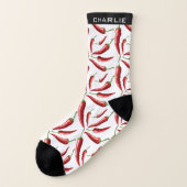 Hot Chili Motif nom personnalisé chaussettes (Gauche - extérieur)