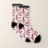 Hot Chili Motif nom personnalisé chaussettes (Paire)