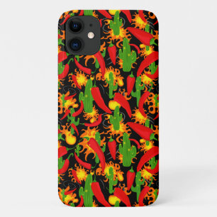 Hot Chili Pepper, Flames en Cactus Print iPhone 11 Hoesje