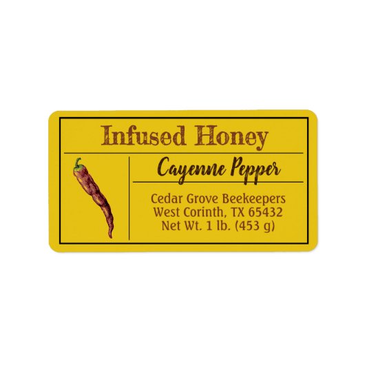 Hot Chili Pepper Infused Honey Etiket (Voorkant)