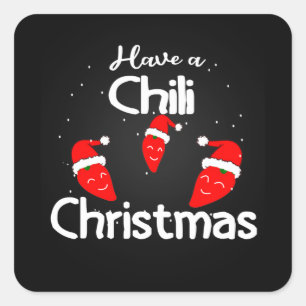 Hot Chili Pepper-kerstdesign, Unisex Vierkante Sticker