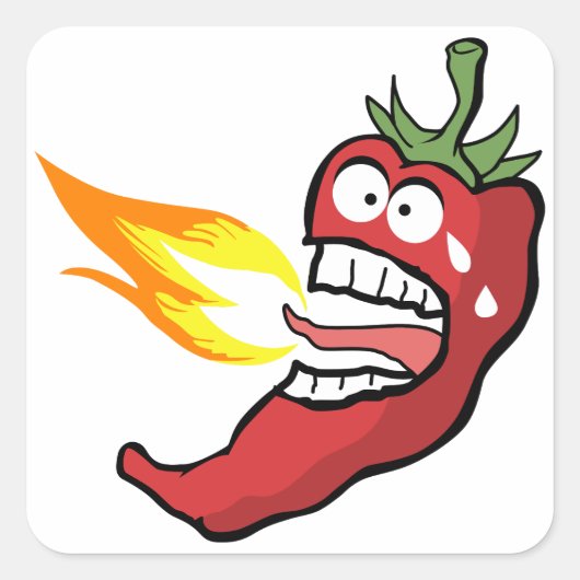 Hot Chili Pepper Vierkante Sticker (Voorkant)