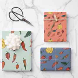Hot-Chili Pepper Wrapping Paper Set van 3