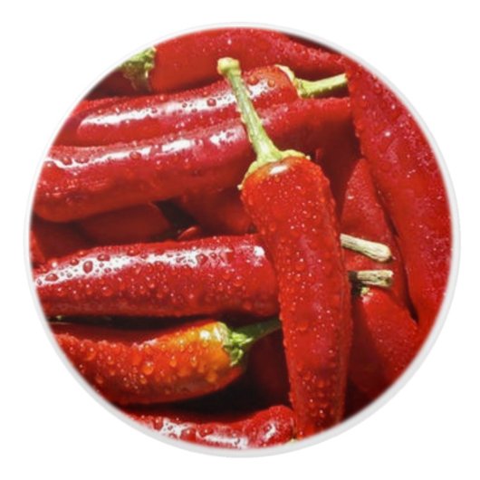 HOT CHILI PEPPERS CERAMIC KNOB KERAMISCHE KNOP (Voorkant)