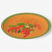 Hot Chili Red Peppers Terra Cotta Achtergrond Papieren Bordje (Gekanteld)