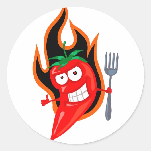 Hot Chili Ronde Sticker (Voorkant)