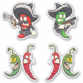 Hot Chilis - Green & Red Peppers Sticker