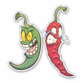 Hot Chilis - Groene en rode paprika's Sticker
