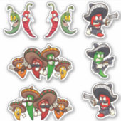Hot Chilis - Sticker de poivrons mexicains (Devant)