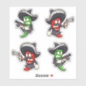 Hot Chilis - Stickers Poivres verts et rouges (Feuille)