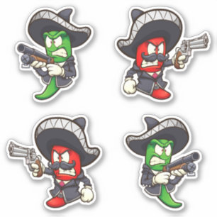 Hot Chilis - Stickers Poivres verts et rouges
