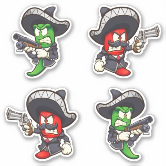 Hot Chilis - Stickers Poivres verts et rouges (Devant)