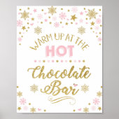 Hot Chocolade Bar Winter Snowflake Pink Gold Party Poster (Voorkant)