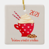 Hot Chocolade en koekjes kerstmis Keramisch Ornament (Voorkant)