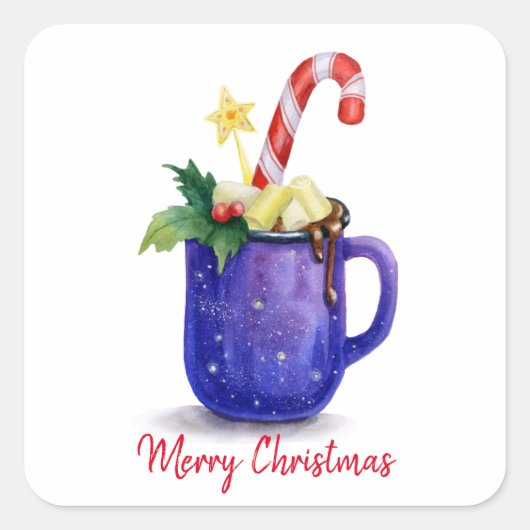 Hot Chocolade en snoepriet Mag Vierkante Sticker (Voorkant)