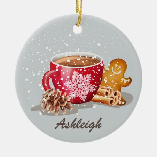Hot Chocolade Gingerbrood Kerstmis op maat Keramisch Ornament (Voorkant)