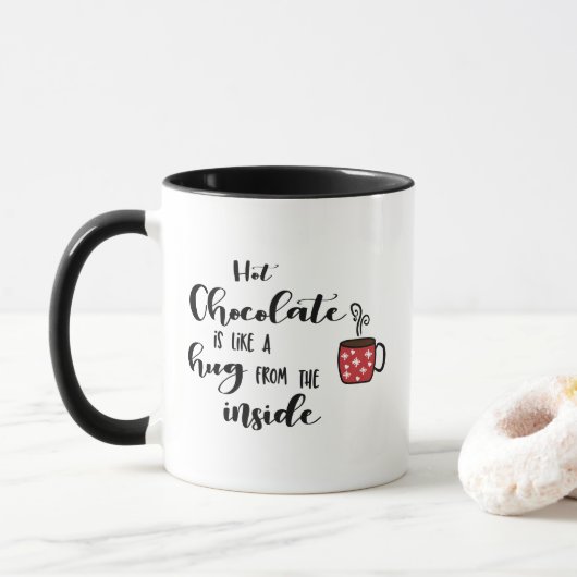 Hot Chocolade is als een hok, van binnenuit. Mok (Met donut)