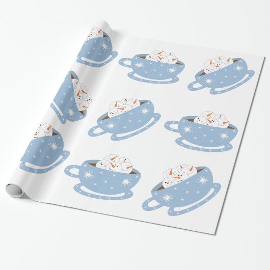 Hot Chocolade met Snowmen Cadeaupapier (Uitgerold)
