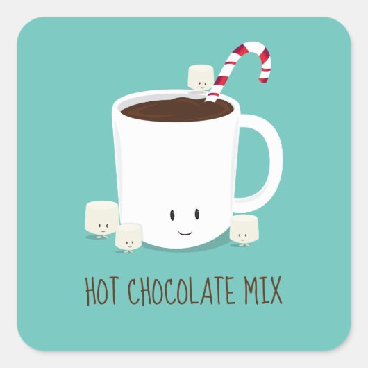 Hot Chocolade Mix Kerstmis Vierkante Sticker (Voorkant)