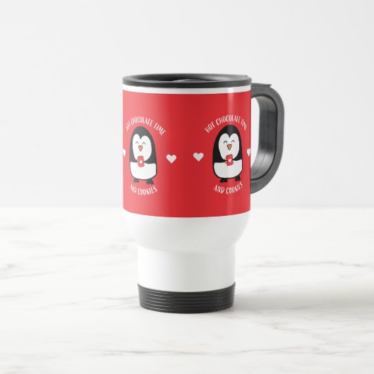 Hot Chocolade Penguin Drinker Reisbeker (Voorkant rechts)