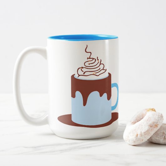 Hot-Chocolade Tweekleurige Koffiemok (Met donut)
