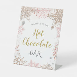 Hot Chocolade Winter Wonderland Pink Gold Reclamebord Met Voetstuk
