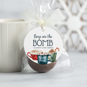 Hot Chocolate Bomb Boy Baby shower Favor Tag Bedankjes Labels