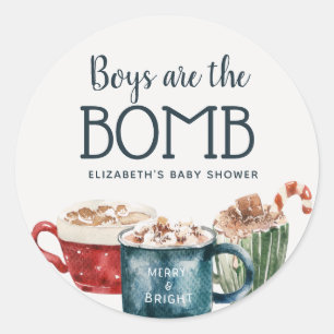 Hot Chocolate Bomb Boy Baby shower Ronde Sticker