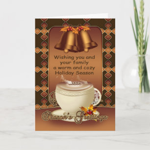 Hot Chocolate Christmas Kaart Bells en Holly
