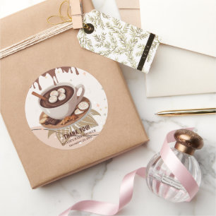 Hot Chocolate & Cookies Winter Baby shower Ronde Sticker
