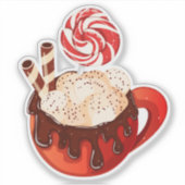 Hot Chocolate Mok met Marshmallows & Lolly Sticker (Voorkant)
