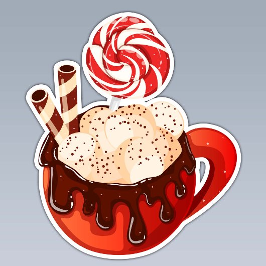 Hot Chocolate Mok met Marshmallows & Lolly Sticker