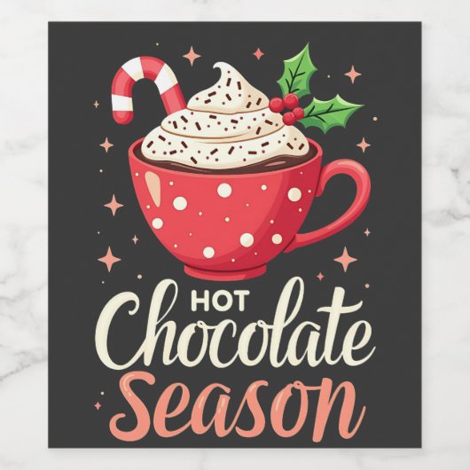 Hot Chocolate Seizoen Kerstliefhebbers Wijn Etiket (Enkel label)