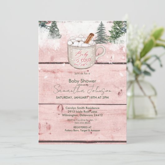 Hot Chocolate Snow Baby Het is koud buiten rustiek Kaart (Staand voorkant)