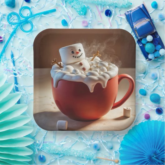 Hot Chocolate Snowman Papieren Bordje (Feest)