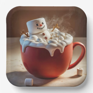 Hot Chocolate Snowman Papieren Bordje