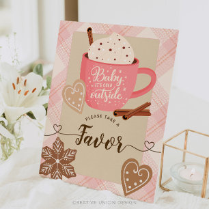 Hot Chocolate Winter Baby shower Girl Favorieten T Reclamebord Met Voetstuk