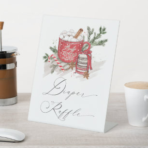 Hot Chocolate Winter Baby shower Luier Raffle Reclamebord Met Voetstuk