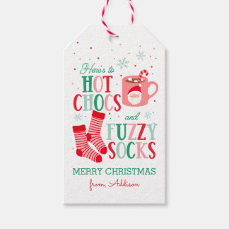 Hot Chocs en Fuzzy Sokken Gift Label Cadeaulabel