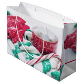 Hot-coacacaoplannen en snoeprietkerstmis groot cadeauzakje (Achterkant Gekanteld)