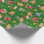 Hot Cocaca Gingerbrood Cookies Rustige kerst Cadeaupapier (Hoek)